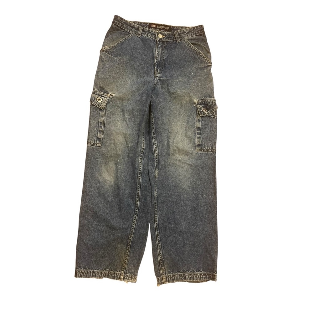 Faded Glory Blue Vintage Y2K Wide Leg Cargo Men Jeans Sz 30